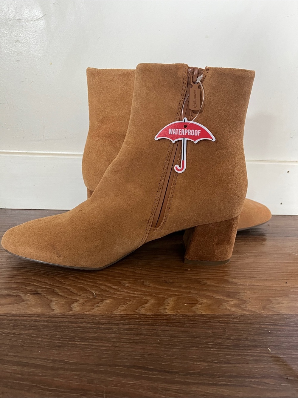 Blondo Tan Suede Waterproof Ankle Booties
